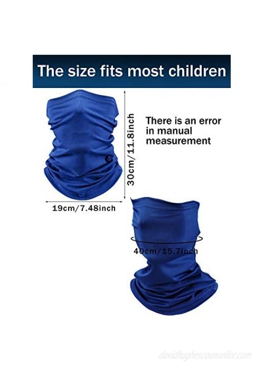 12 Pieces Kids Summer Neck Gaiters Dust Sun Protection Face Coverings Non-Slip Ice Silk Face Balaclava Scarf