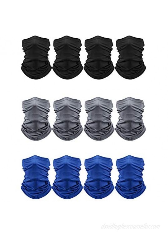 12 Pieces Kids Summer Neck Gaiters Dust Sun Protection Face Coverings Non-Slip Ice Silk Face Balaclava Scarf