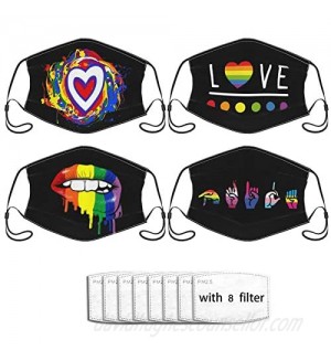 4pcs LGBT Face Mask Washable Adjustable Balaclava Reusable Fashion Scarves For Unisex With 8 Pcs Filters