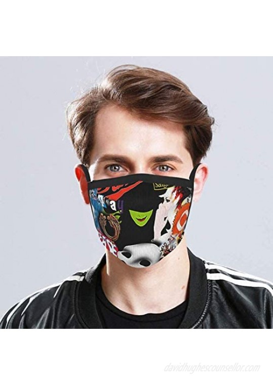5pcs Broadway Musical Collage Face Mask Reusable Washable Cloth Mouth Cover For Men Women