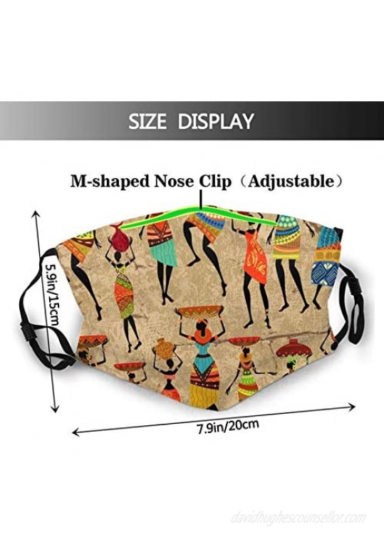 African Women Afrocentric Artwork Face Mask Balaclava Reusable Washable Adjustable Ear Loops Face Cover For Men & Women Outdoor Sports Working Hiking Running Skiing Walking Shopping