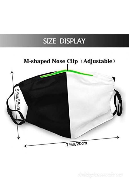 Black And White Cool Face Mask Reusable Washable Bandanas Adjustable Earloops Fashion Scarves With 2 Pcs Filters For Adult