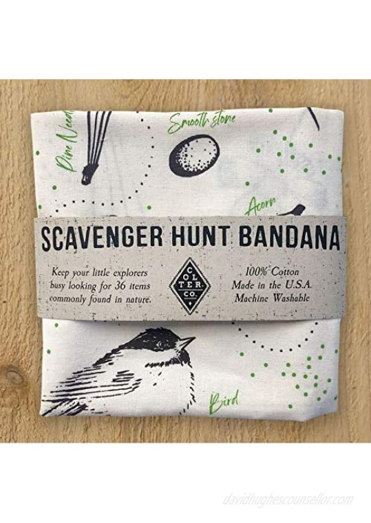 Colter Co. Scavenger Hunt Bandana | 100% American Made Cotton | For camping hiking survival kids nature exploration and face mask