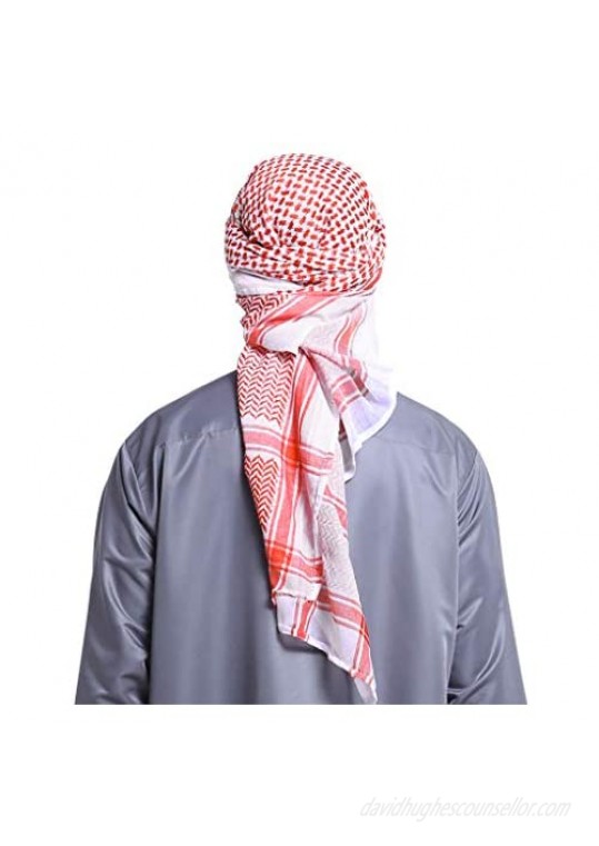 Men's Large Arab Shemagh Headscarf Muslim Headcover Headwrap Shawl Keffiyeh Middle Eastern Arabic Scarf Head Turban