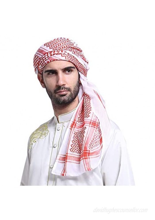 Men's Large Arab Shemagh Headscarf Muslim Headcover Headwrap Shawl Keffiyeh Middle Eastern Arabic Scarf Head Turban