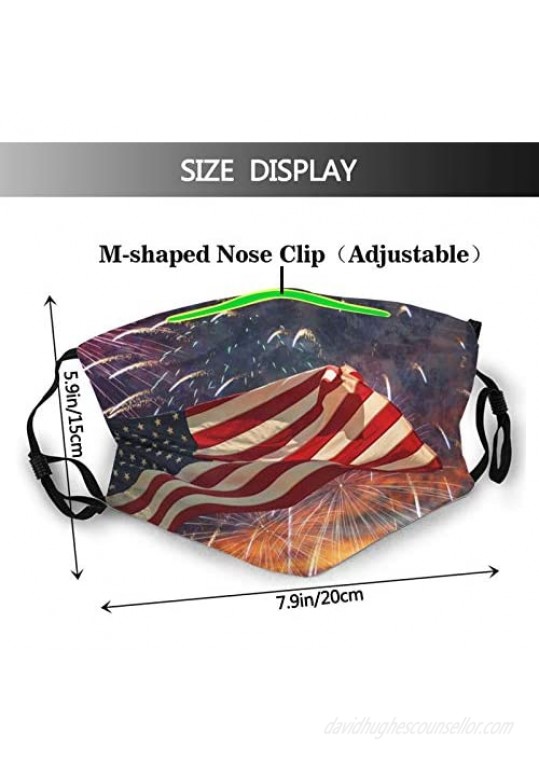 mixozo Independence Day Cloth Face Mask Scarf Washable Reusable Adult Bandanas With 2 Filters For Men & Women Outdoor