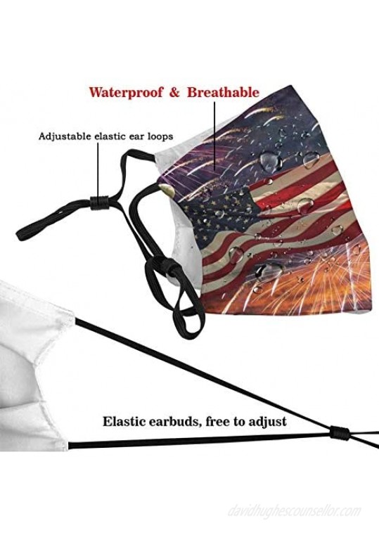 mixozo Independence Day Cloth Face Mask Scarf Washable Reusable Adult Bandanas With 2 Filters For Men & Women Outdoor