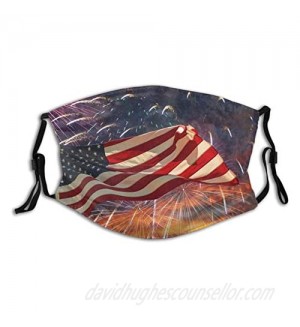 mixozo Independence Day Cloth Face Mask Scarf  Washable Reusable Adult Bandanas With 2 Filters  For Men & Women Outdoor