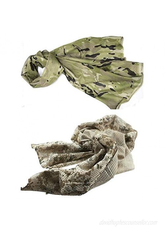Tactical Scarf Camo Scarf Breathable Perforated Camouflage Pattern Rectangle headband for War Game Sports Outdoor Activities