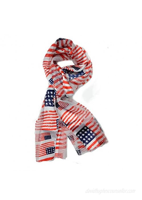 USA Flag Scarf Patriotic Red White and Blue American Flag Scarf
