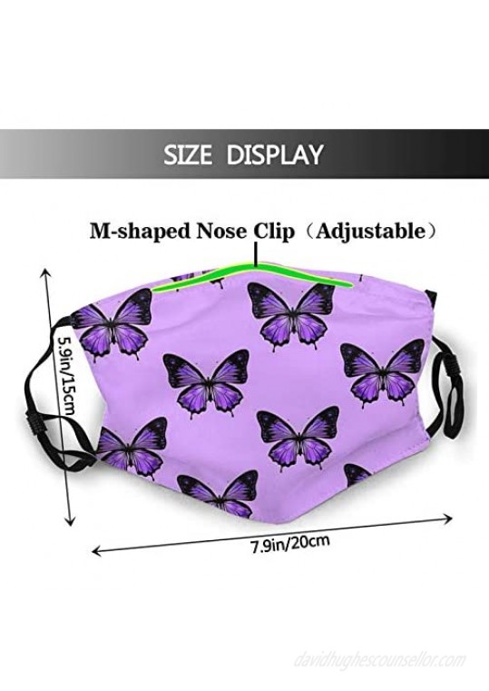 White Blue Butterfly Face Mask Fashion Dustproof Scarf Breathable Reusable Adjustable Washable Bandana