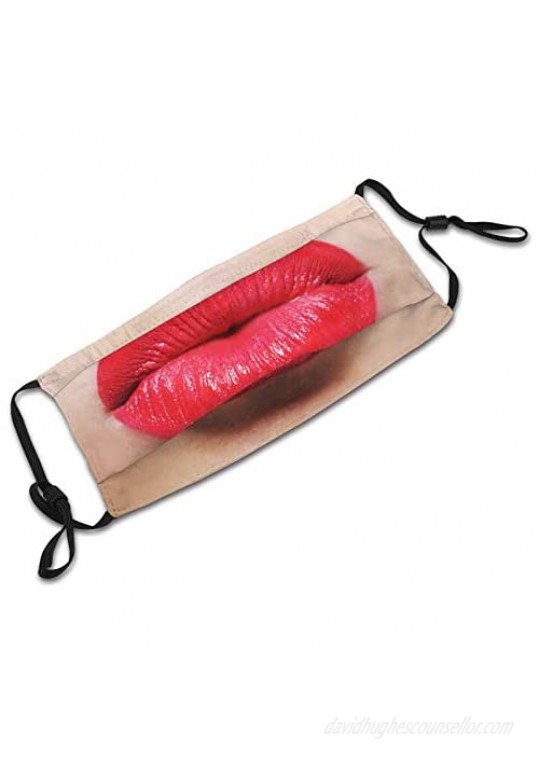 Women Sexy Lips Teeth Mouth Face Mask Washable Face Scarves Reusable Fabric With 2 Filters For Adults Protection Gifts