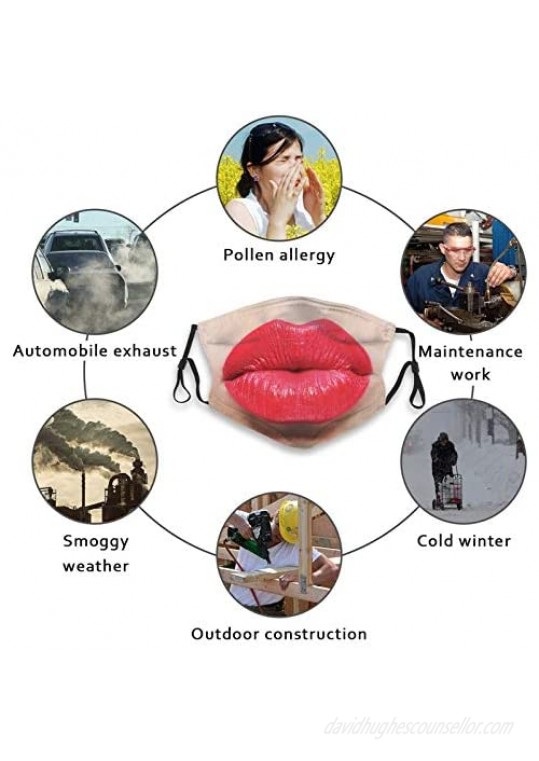 Women Sexy Lips Teeth Mouth Face Mask Washable Face Scarves Reusable Fabric With 2 Filters For Adults Protection Gifts