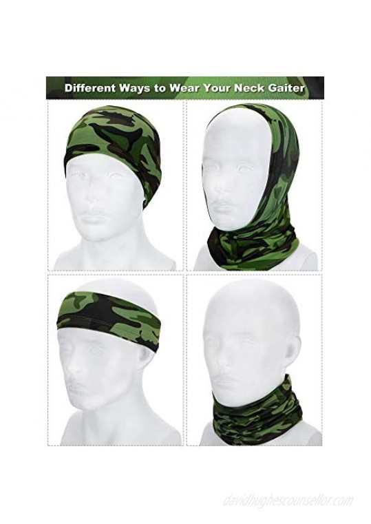 4 Pieces Summer Face Cover Neck Gaiter Cooling Sunblock Face Scarf (Black Grey Royal Blue Camo Army Green)