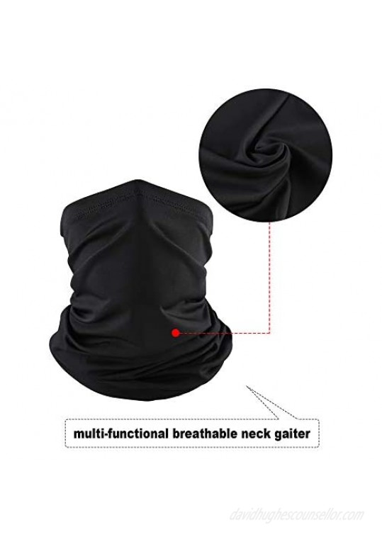 4 Pieces Summer Face Cover Neck Gaiter Cooling Sunblock Face Scarf (Black Grey Royal Blue Camo Army Green)