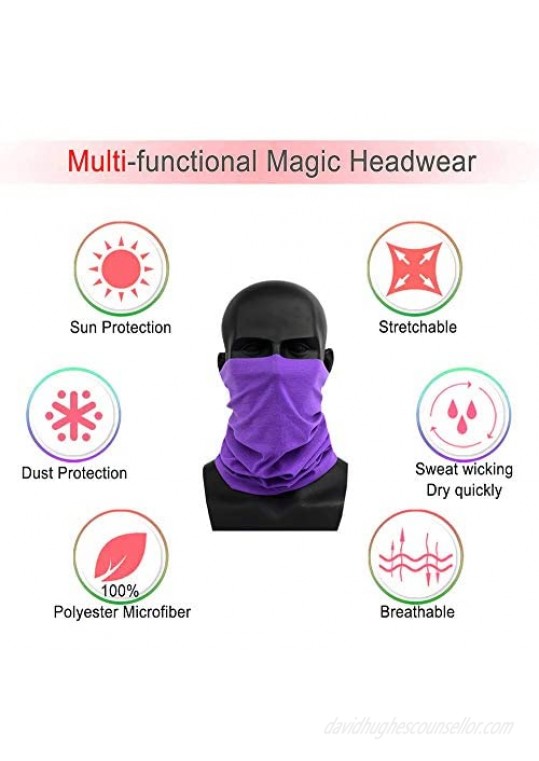9PCS Seamless Bandana Face Mask for Dust Multifunctional Headwear Headband Neck Gaiter for Men and Women Cycling Running