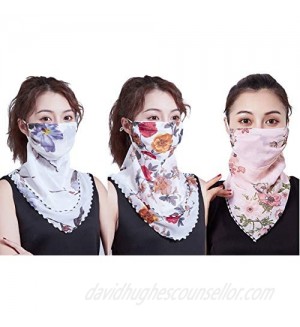 EOZY 3pcs/Set Women Sun Face Mask Chiffon Earloop Neck Gaiter Scarf Bandanas UV Protection Dustproof Face Sun Mask