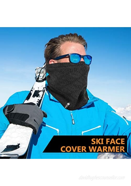 EXski Winter Drawstring Neck Gaiter Warmer Thick Fleece Lined Face Mask for Cold Weather Skiing Men Women