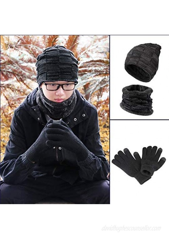 KRATARC Winter Warm Scarf Beanie Hat Glove Neck Gaiter Set Adult Men Women Outdoor