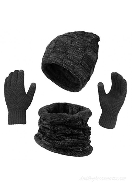 KRATARC Winter Warm Scarf Beanie Hat Glove Neck Gaiter Set Adult Men Women Outdoor