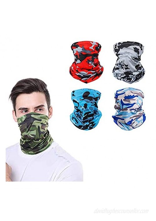 Multiple Forms Neck Gaiter (5 Pack) snowboard Half Face Mask Cold Weather Face Cover Mask camouflage Ski Tube Scarf for Men & Women skiing/outdoor/cycling/sports