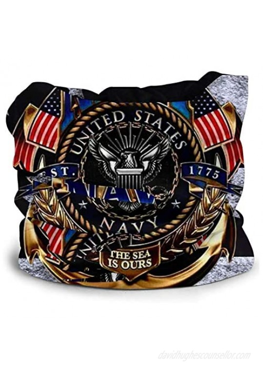 Navy Veteranr Gaiter Marine Corps Summer Cool Breathable Lightweight Sun Wind-proof Reusable Face Mask Cover For Men Cycling Running Hiking Motorcycle Fishing Outdoor Sport