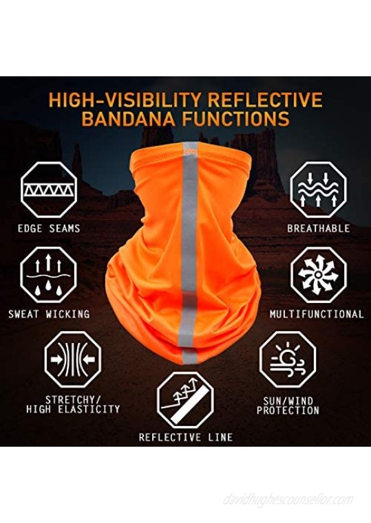 Reflective Bandana Neck Gaiter Face Mask 4pack