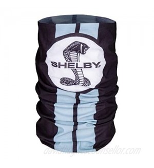 Shelby Snake Face Sleeve Bandana with Black with Gray Racing Stripes | 100% Polyester Microfiber | One Size Fits All | Thermal and Humidity Transfer | Seamless Tube Shape | Licensed Shelby Product
