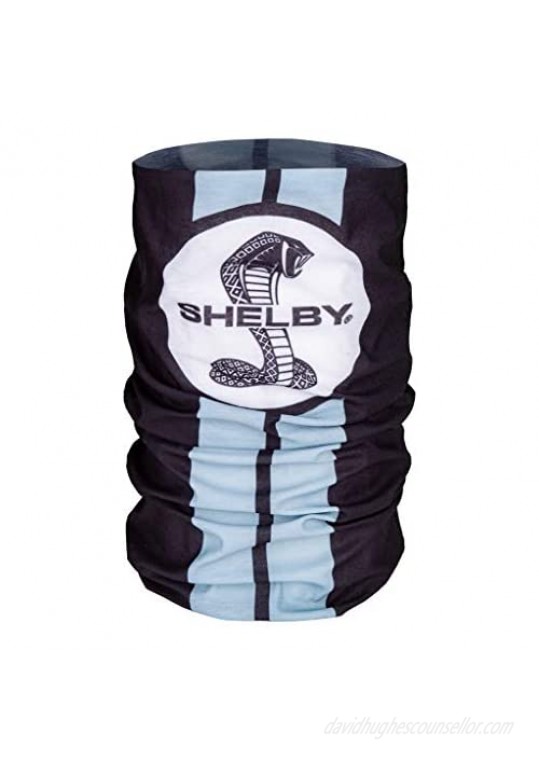Shelby Snake Face Sleeve Bandana with Black with Gray Racing Stripes | 100% Polyester Microfiber | One Size Fits All | Thermal and Humidity Transfer | Seamless Tube Shape | Licensed Shelby Product