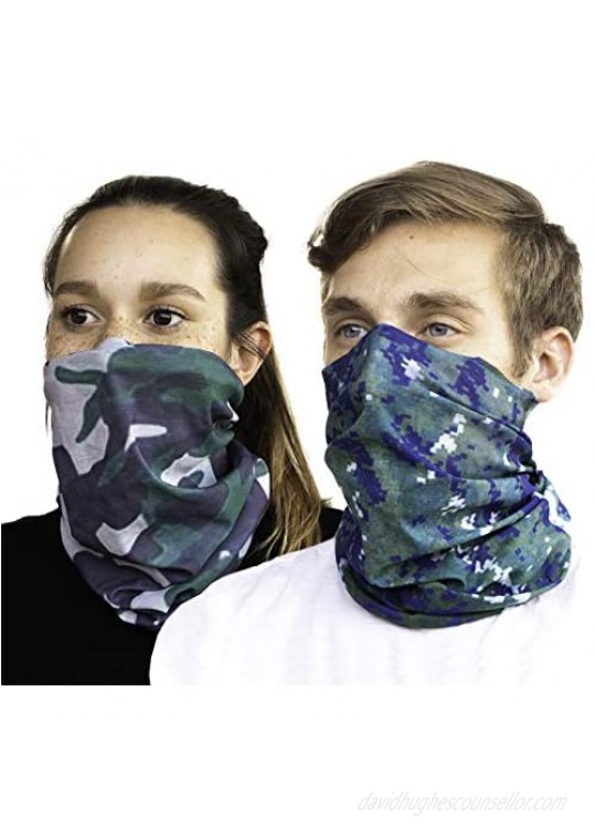 ShieldSolo Camo Neck Gators Mouth Cover - Camo Neck Gaiter and Camo Bandanas Head Wrap Neck Gaiter for Motorcycling Hunting Fishing Hiking 5 Pack
