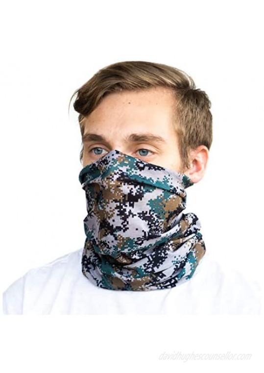 ShieldSolo Camo Neck Gators Mouth Cover - Camo Neck Gaiter and Camo Bandanas Head Wrap Neck Gaiter for Motorcycling Hunting Fishing Hiking 5 Pack