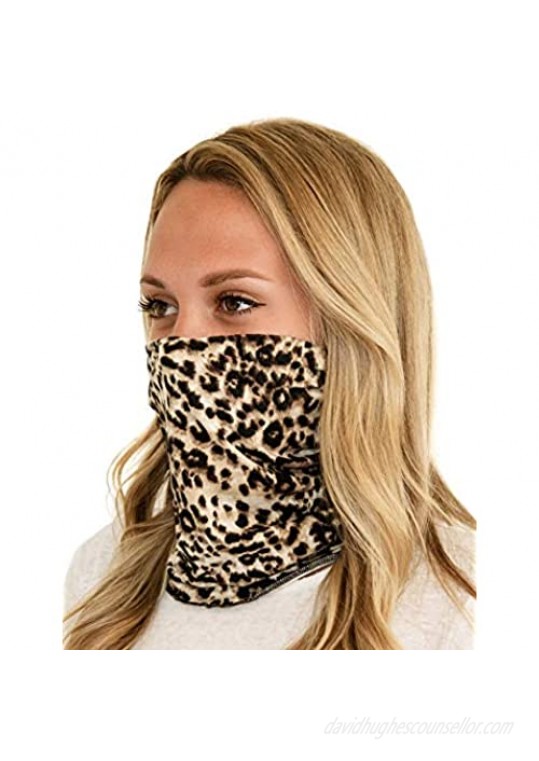 Tart Collections Fabric Face Buff  Neck Gaiter  Washable and Reusable  Unisex  Leopard