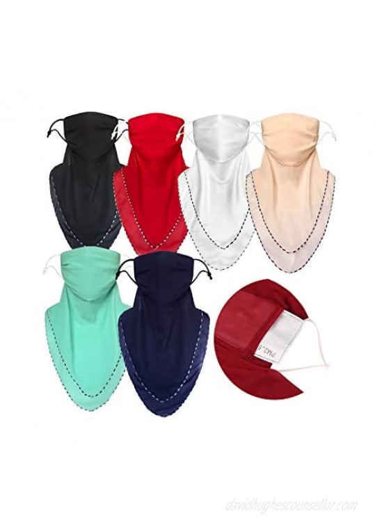 2 or 4 or 6 Pack Women Face Scarf Mask Chiffon Face Covers Filter Pocket Balaclava with Ear Loop and Snap