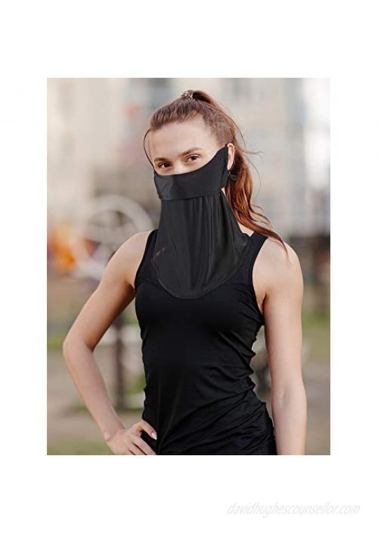 2 Pieces Unisex Sun Protective Face Bandana Women UV Protection Face Scarf for Summer Outdoor Activities (Black Skin Color)