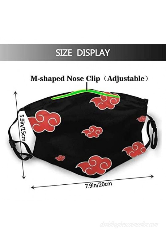 2PCS Anime Fashion Face Mask with 4 Filters Akatsuki Mask Washable Reusable Balaclavas for Outdoor Travel Camping