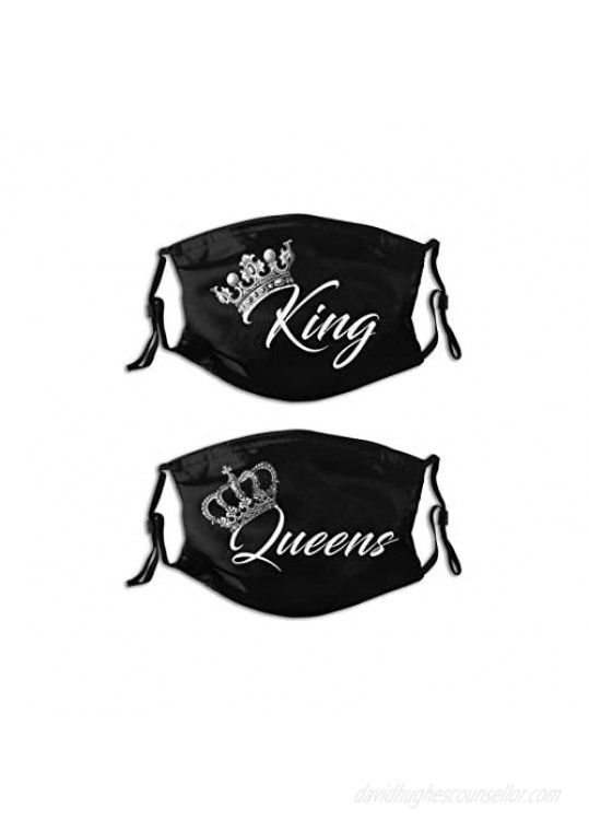 2PCS King and Queen Face Mask Couple Mask Reusable Washable Balaclavas with 4 Filters