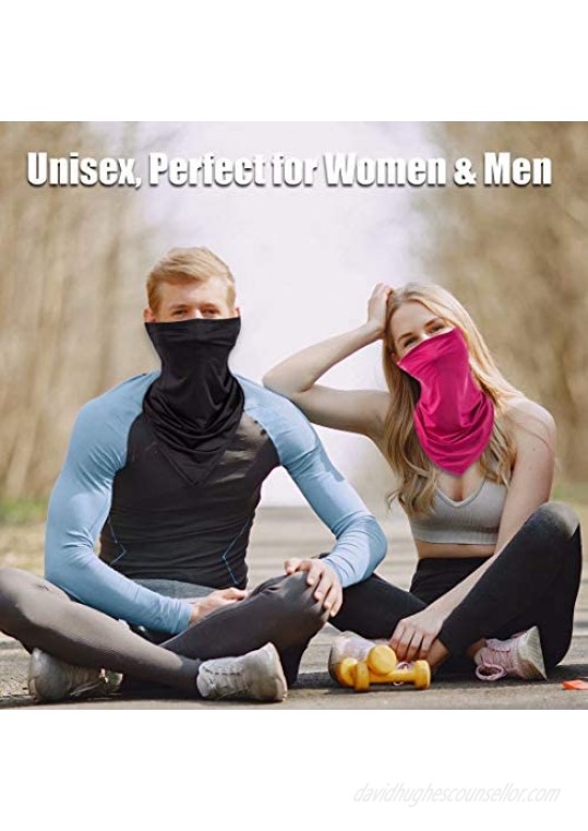 3 Pack Face Bandana Neck Gaiter with Ear Loops Reusable Washable Triangle Cloth Scarf Balaclava for Women Men