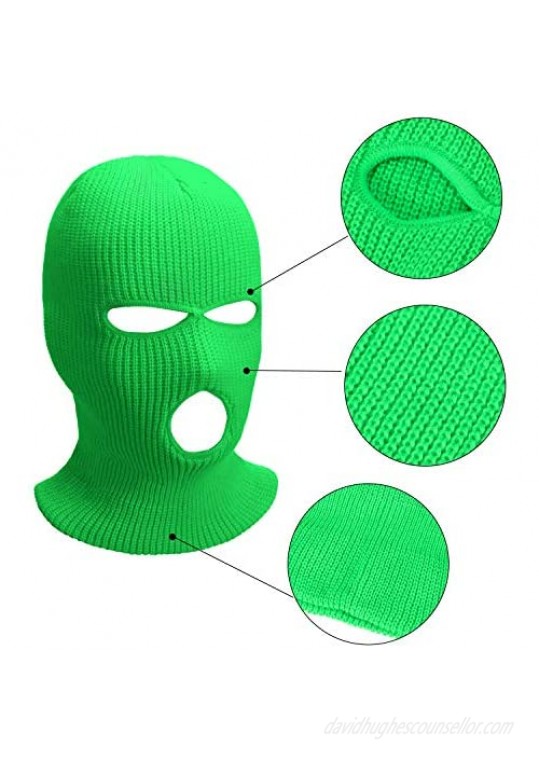 3 Pieces 3-Hole Knitted Full Face Cover Adult Balaclava Warm Knit Ski Face Cover Thermal Knitted Head Wrap for Men Women