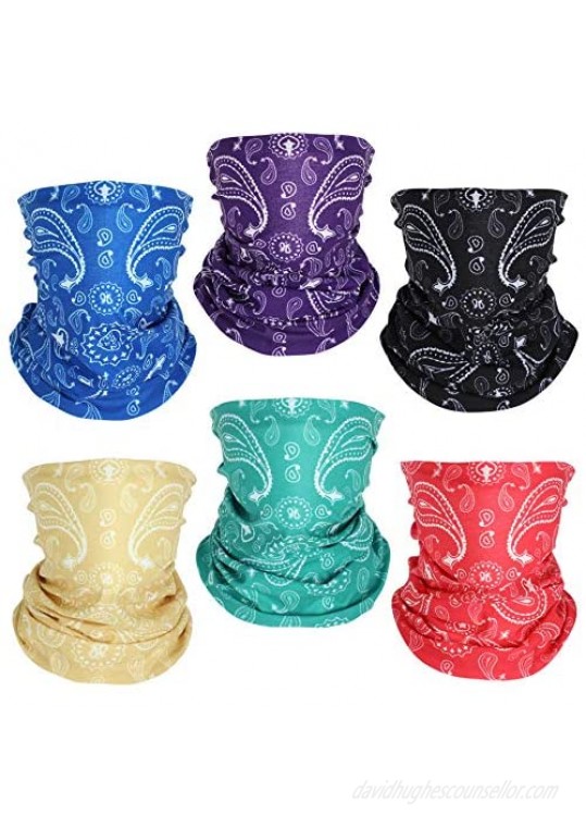 6 Pack Neck Gaiter Face Mask: Washable Reusable Bandana Gaiter Mask for Women Breathable Cooling Gator Mask Face Cover Gaiter Protect from UV Dust Running Sports Yoga Outdoor