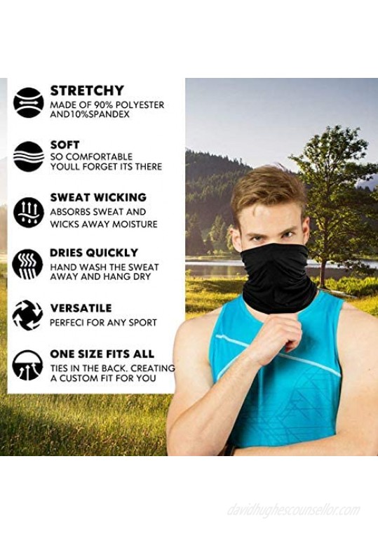[6-Pack] Neck Gaiter Scarf Breathable Bandana Cooling Neck Gaiter for Men Women Cycling Hiking Fishing.
