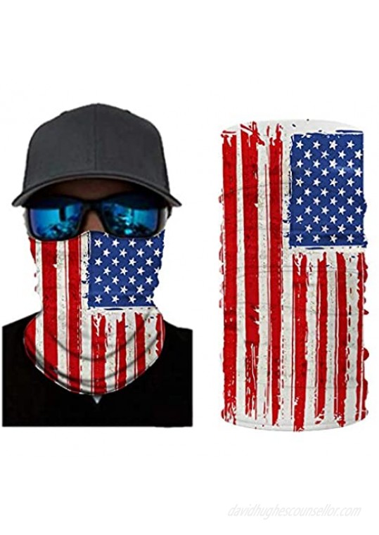 6 Pcs USA Flag Face Masks Headwear Unisex Face Cover Shield Bandanas Balaclavas