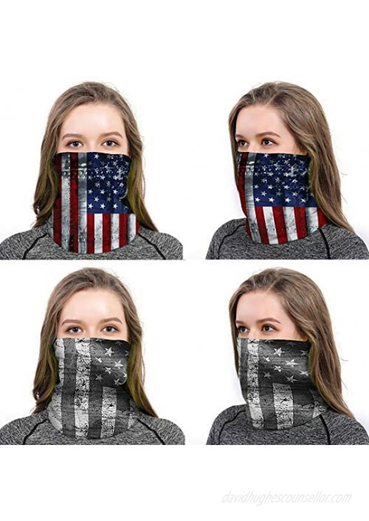 6 Pcs USA Flag Face Masks Headwear Unisex Face Cover Shield Bandanas Balaclavas