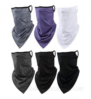 6 Pieces Bandana Neck Gaiter Face Scarf Ear Loops Balaclava Men Women Cycling Accessories for Dust Wind UV Protection