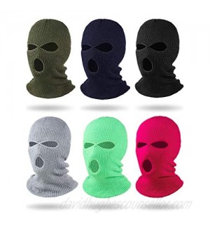 6 Pieces Beanie Face Covering Winter Balaclava 3-Hole Knitted Ski Full Face Covering for Winter Outdoor Sports