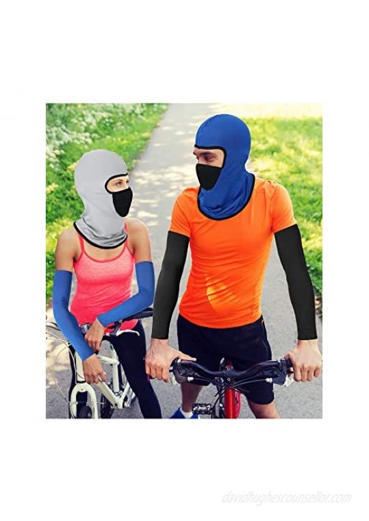 6 Pieces Summer Balaclava Full Face Cover and Cooling Arm Sleeves UV Protection Breathable Neck Gaiter Head Wraps Ice Silk Arm Cover Set for Women Men