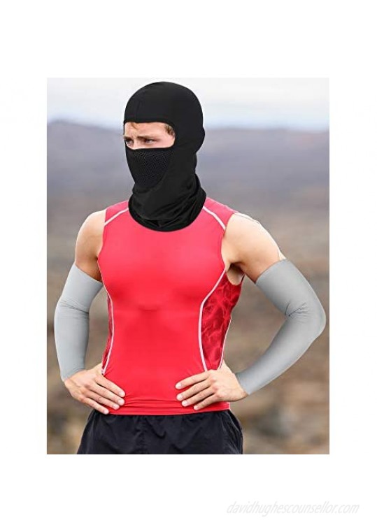 6 Pieces Summer Balaclava Full Face Cover and Cooling Arm Sleeves UV Protection Breathable Neck Gaiter Head Wraps Ice Silk Arm Cover Set for Women Men