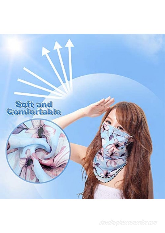 6 Pieces Women Chiffon Neck Scarf Bandana Sun Protection Face Cover Chiffon Neck Gaiter