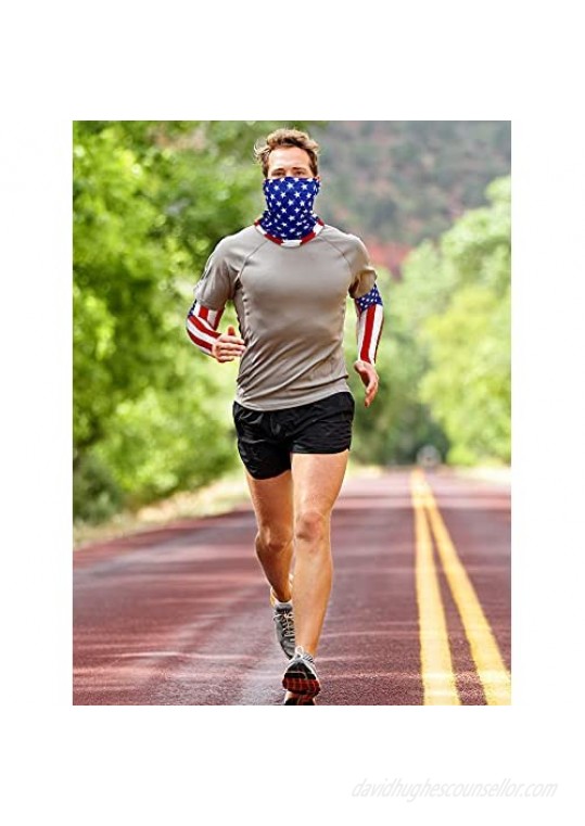 8 Pieces American Flag Neck Gaiter 4th of July Independence Day Stars Stripes Arm Sleeves Windproof Sunscreen Breathable for Men Women
