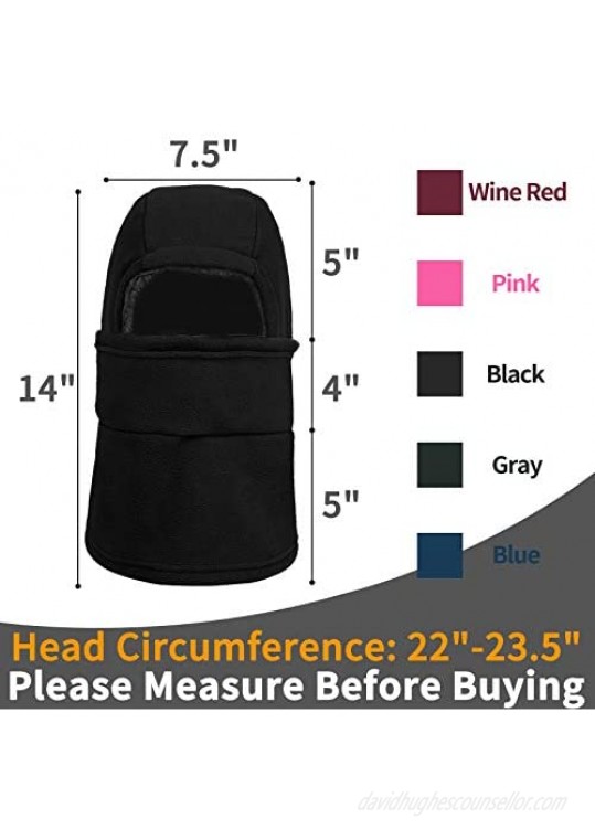 Achiou Winter Balaclava Fleece Hood Ski Mask for Women Kids Thermal Face Cover Hat Cap Scarf for Cold Weather