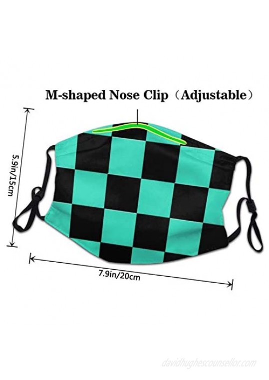 Adults Demon Slayer Face Mask 3pcs Cloth Mouth Mask with 6 Filter Reusable Cute Face Cover Washable Dust Mask Bandana Unisex